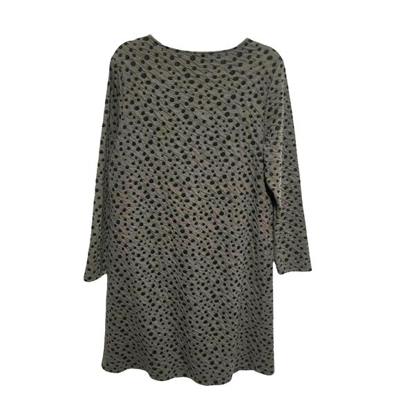 Chalet et Ceci Midi Dress Polka Dot Grey Black Textured Cotton Blend Lagenlook M - Picture 2 of 8